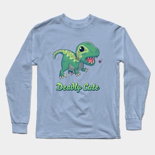 Deadly Cute Raptor // Kawaii Dinosaur, Paleontology, Animals Long Sleeve T-Shirt